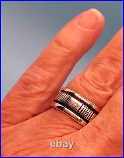 Navajo Band Ring Size 8 Sterling Silver Signed Native American Vintage USA