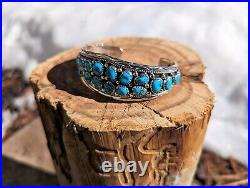 Navajo Bracelet Cluster Turquoise Jewelry Sterling Silver Native American Sz 6.5