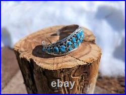 Navajo Bracelet Cluster Turquoise Jewelry Sterling Silver Native American Sz 6.5