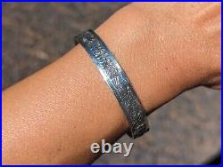 Navajo Bracelet Silver Cuff Signed Storyteller Native American Jewelry sz 6.75