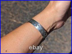 Navajo Bracelet Silver Cuff Signed Storyteller Native American Jewelry sz 6.75