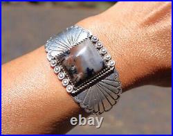 Navajo Bracelet Sterling Petrified Wood Women size 6 Native Jewelry NA Signed