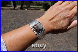 Navajo Bracelet Sterling Petrified Wood Women size 6 Native Jewelry NA Signed