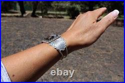 Navajo Bracelet Sterling Petrified Wood Women size 6 Native Jewelry NA Signed