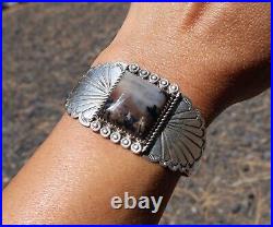 Navajo Bracelet Sterling Petrified Wood Women size 6 Native Jewelry NA Signed