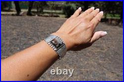 Navajo Bracelet Sterling Petrified Wood Women size 6 Native Jewelry NA Signed