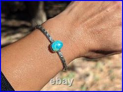 Navajo Bracelet Turquoise Mtn Sterling Silver Native American Jewelry Sz 6.5in