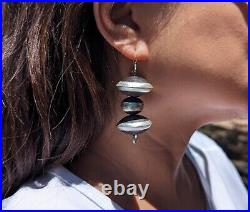 Navajo Concho Stud Earrings Sterling Silver Hand Stamped Native American Jewelry