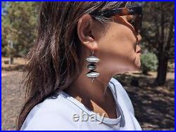 Navajo Concho Stud Earrings Sterling Silver Hand Stamped Native American Jewelry