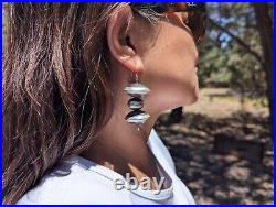 Navajo Concho Stud Earrings Sterling Silver Hand Stamped Native American Jewelry