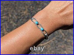 Navajo Cuff Bracelet Authentic Native American Kingman Turquoise Jewelry sz 6.25