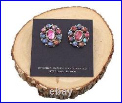 Navajo Earrings Native American Jewelry Pink Spiny Oyster Shell Sterling Silver