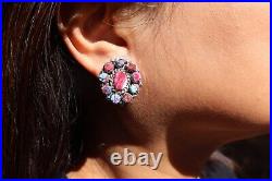 Navajo Earrings Native American Jewelry Pink Spiny Oyster Shell Sterling Silver