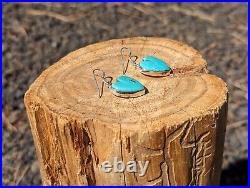 Navajo Heart Shaped Dangle Earrings Mountain Turquoise Native American Jewelry