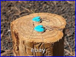 Navajo Heart Shaped Dangle Earrings Mountain Turquoise Native American Jewelry