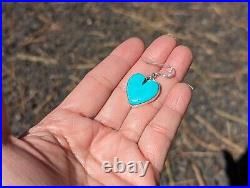 Navajo Heart Shaped Dangle Earrings Mountain Turquoise Native American Jewelry