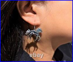 Navajo Horse Dangle Earrings Sterling Silver Jewelry Native American Handmade