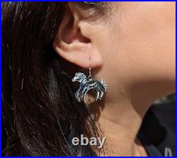 Navajo Horse Dangle Earrings Sterling Silver Jewelry Native American Handmade