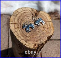 Navajo Horse Dangle Earrings Sterling Silver Jewelry Native American Handmade