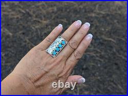 Navajo Kingman Turquoise Ring Sterling Silver Native American Jewelry Sz 7.75US