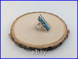 Navajo Kingman Turquoise Ring Sterling Silver Native American Jewelry Sz 7.75US