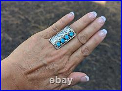 Navajo Kingman Turquoise Ring Sterling Silver Native American Jewelry Sz 7.75US