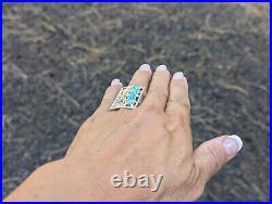 Navajo Kingman Turquoise Ring Sterling Silver Native American Jewelry Sz 7.75US