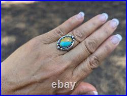 Navajo Kingman Turquoise Sterling Silver Ring Native American Jewelry Sz 6.25US