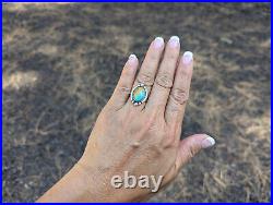 Navajo Kingman Turquoise Sterling Silver Ring Native American Jewelry Sz 6.25US