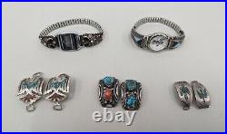 Navajo Native American Southwestern Sterling Silver Wrist Watch Parts Tips Lot