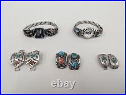 Navajo Native American Southwestern Sterling Silver Wrist Watch Parts Tips Lot