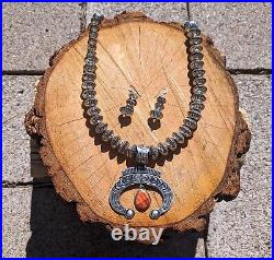 Navajo Necklace Earrings Set Handmade Native American Removable Naja Pendant