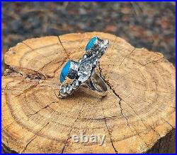 Navajo Ring Native American Jewelry Turquoise Sterling Silver Sz 8 Signed Yazzie