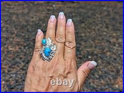 Navajo Ring Native American Jewelry Turquoise Sterling Silver Sz 8 Signed Yazzie