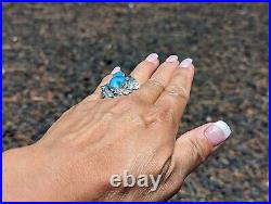 Navajo Ring Native American Jewelry Turquoise Sterling Silver Sz 8 Signed Yazzie