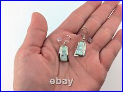 Navajo Sterling Silver Dangle Earrings Opal Stone Handmade Native American