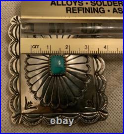 Navajo concho Native American turquoise sterling silver J Blackgoat Belt Buckle