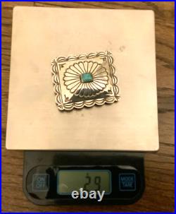 Navajo concho Native American turquoise sterling silver J Blackgoat Belt Buckle