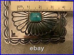 Navajo concho Native American turquoise sterling silver J Blackgoat Belt Buckle