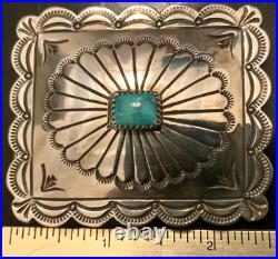 Navajo concho Native American turquoise sterling silver J Blackgoat Belt Buckle