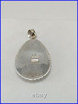 Nice Signed Sterling Silver Mulitstone Inlay Zuni Native American Indian Pendant