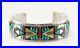 Nice Signed Sterling Silver Multistone Zuni Native American Indian Bracelet Cuff