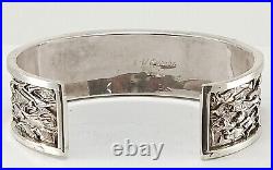 Nice Signed Sterling Silver Multistone Zuni Native American Indian Bracelet Cuff