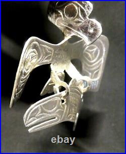 Northwest native American silver Eagle Salmon pendant Indigenous art jewelry