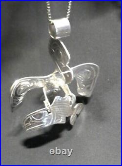 Northwest native American silver Eagle Salmon pendant Indigenous art jewelry