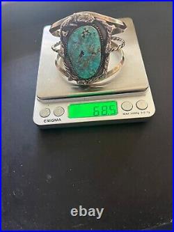 OLD Morenci Turquoise Native American Indian Silver Bracelet 68.5GRAMS