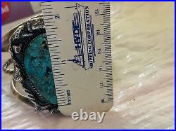 OLD Morenci Turquoise Native American Indian Silver Bracelet 68.5GRAMS