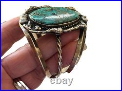 OLD Morenci Turquoise Native American Indian Silver Bracelet 68.5GRAMS