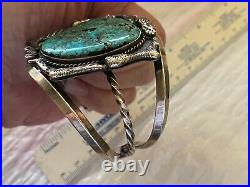 OLD Morenci Turquoise Native American Indian Silver Bracelet 68.5GRAMS