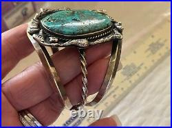 OLD Morenci Turquoise Native American Indian Silver Bracelet 68.5GRAMS